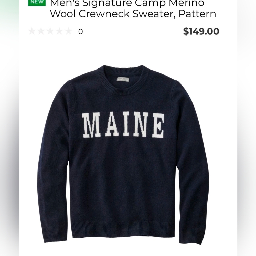 LL Bean Signature Merino Wool Men's Crewneck Sweater XXL Reg NWT